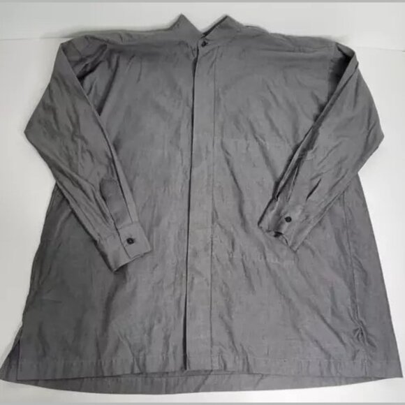 Eskandar Shirt Blouse Sz 1 Gray Long Sleeves Hidden Placket Button Neiman Marcus - Picture 10 of 11